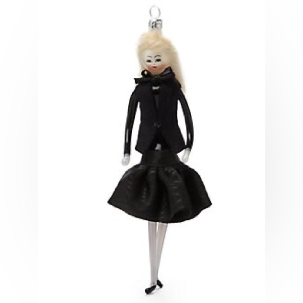 De Carlini Italy Blonde in Elegant Dress with Bow Christmas Ornament